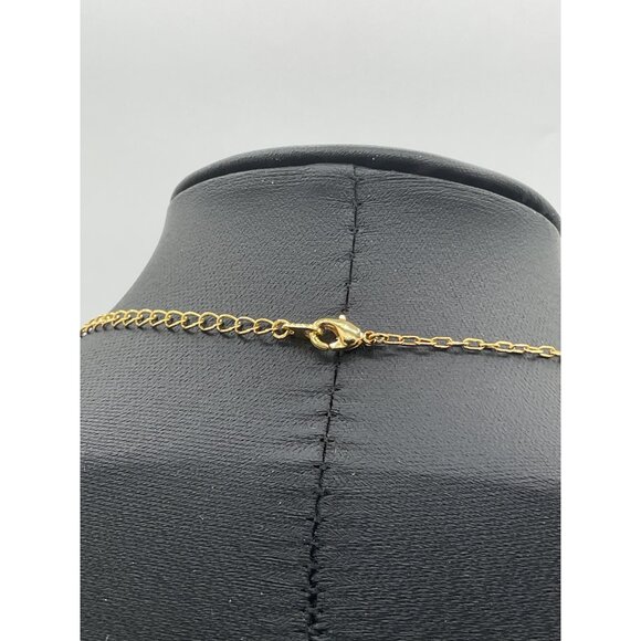 Gold Tone Initial M Pendant Necklace With Colorful Stones & Lobster Clasp - Picture 4 of 5